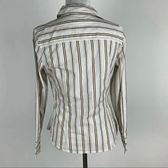 Ann Taylor loft petites womens top size 6P multicolored striped button down - Picture 4 of 9